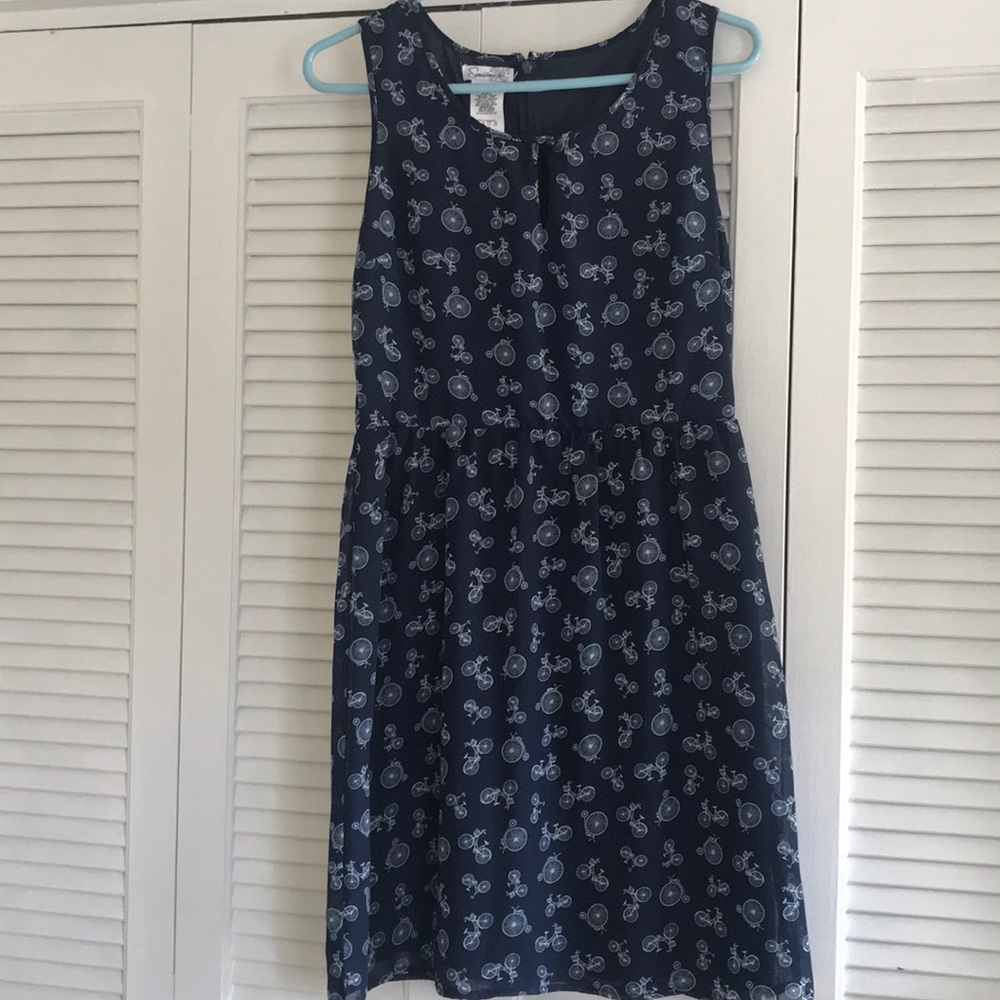 Navy bicycle printed dress